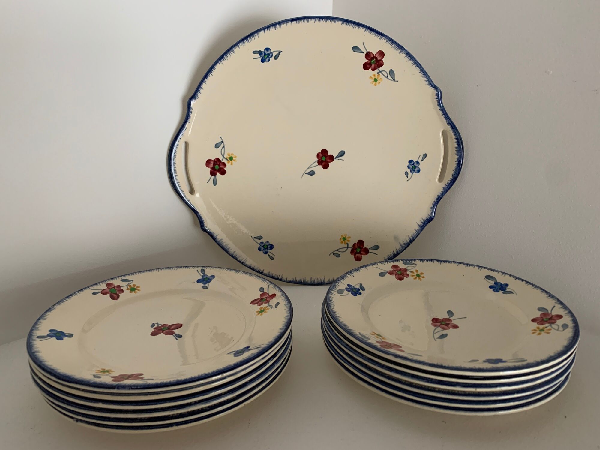 Dessert service 12 plates and 1 dish Mary Lou Digoin Sarreguemines