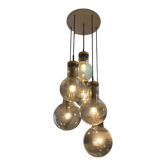 Suspension raak vintage à 6 globes en verre, années 70