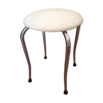 Stool white vintage quilted effect