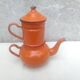 Orange enamelled coffee maker