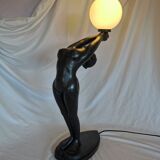 Large lamp, woman with ball, yoga, art deco style, 1980
