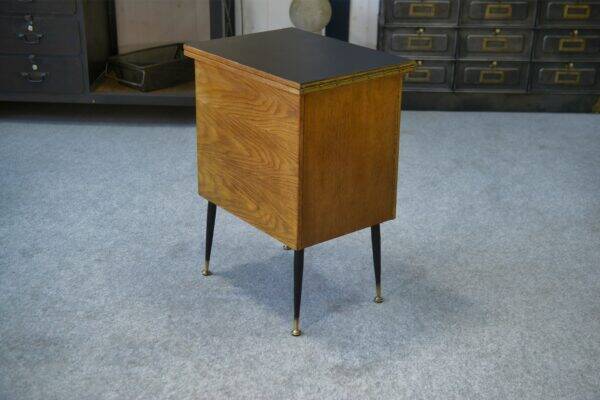 Folding occasional desk, steel, brass and oak, 1960s