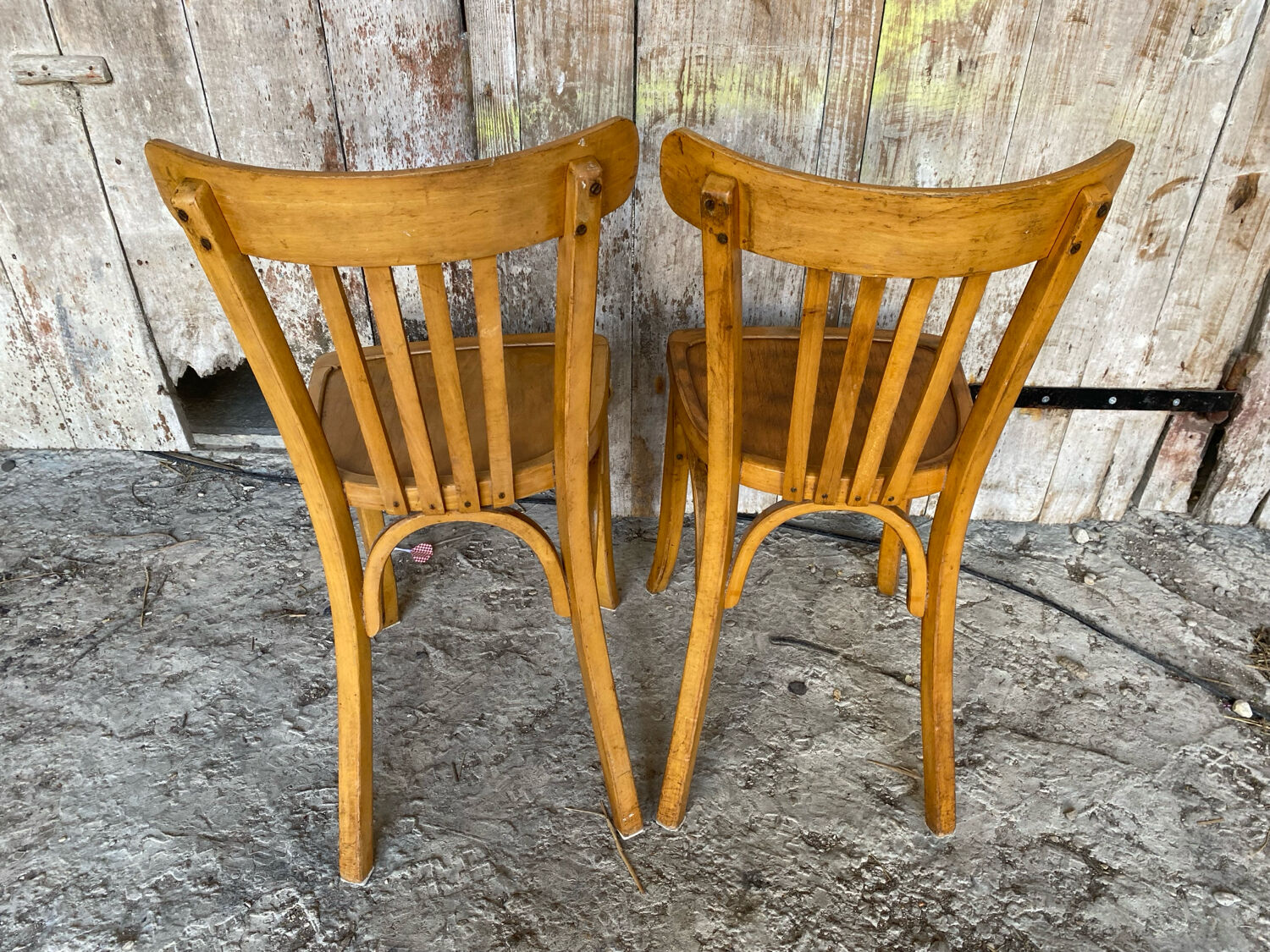 Pair of Vintage Bistro Chairs LUTERMA Light Wood 1960s