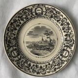 6 old dessert plates Old and Johnston Bordeaux 19th century Médoc and its castles