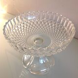 Chiseled glass footed cup / vintage 60s-70s
