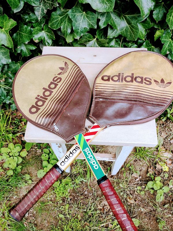 Pair of vintage Adidas Ilie Nastase & Junior tennis rackets