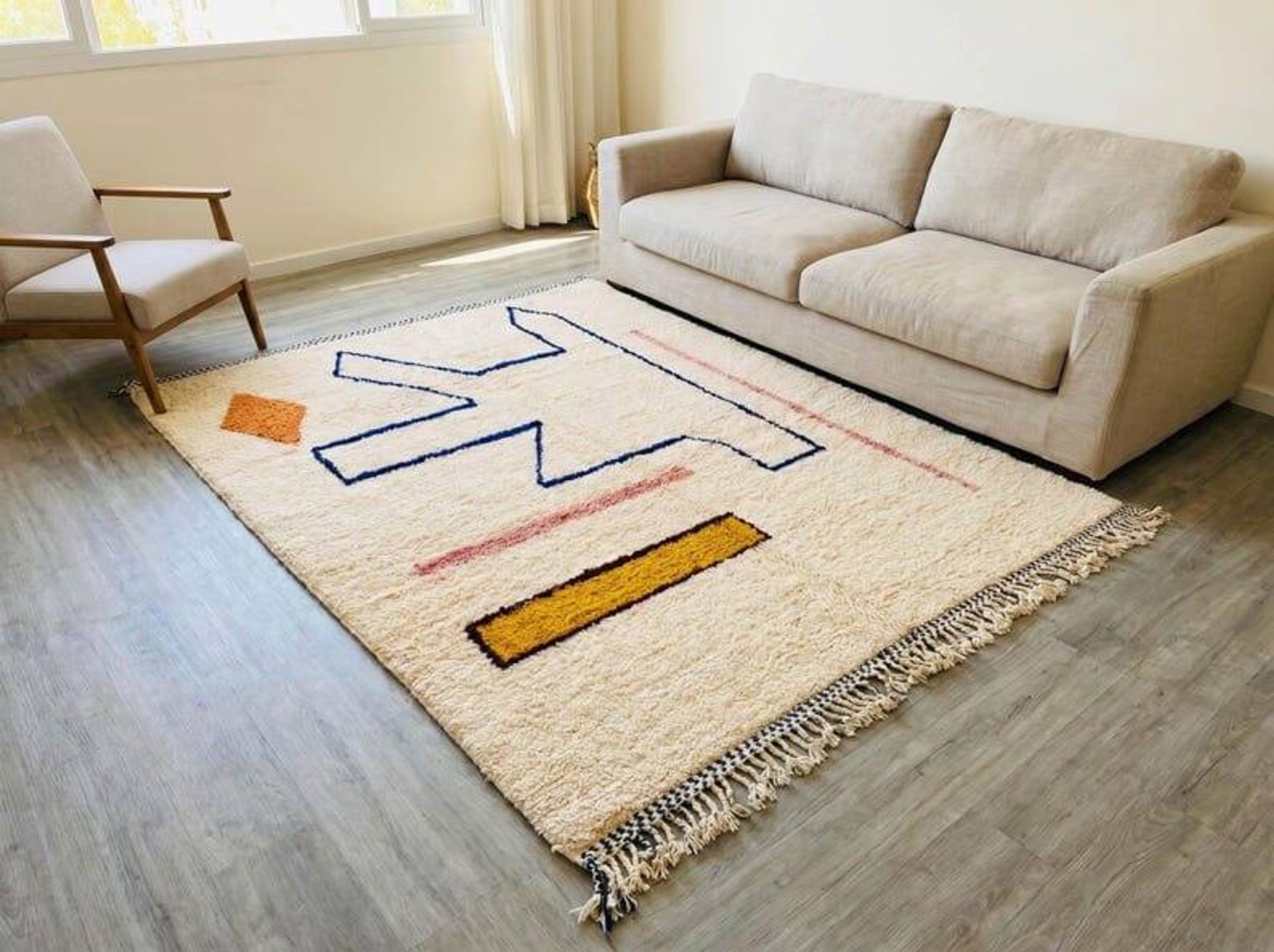 Tapis en laine pure fait main traditionnelle taille 200/300 cm