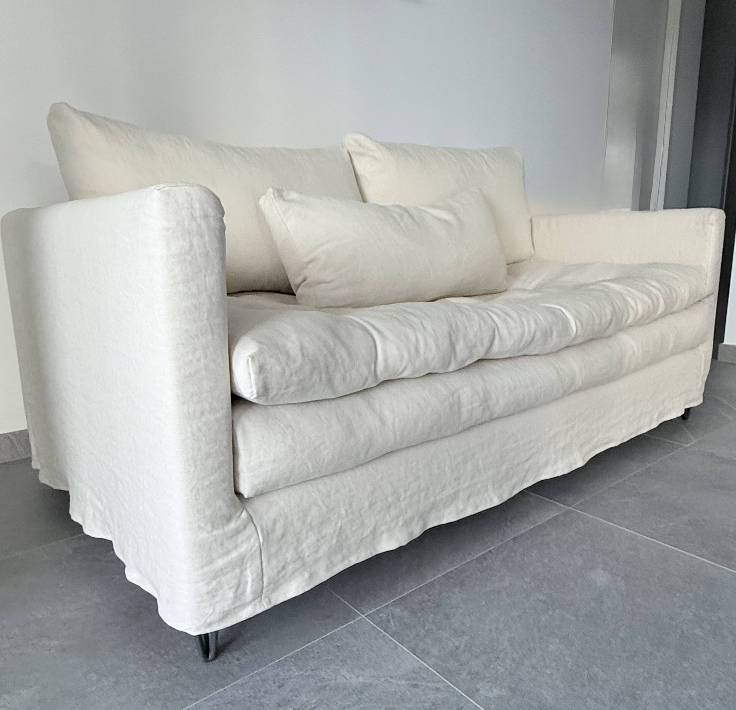 Ivory wild linen Adar caravan sofa