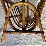 Vintage bamboo and rattan magazine rack
