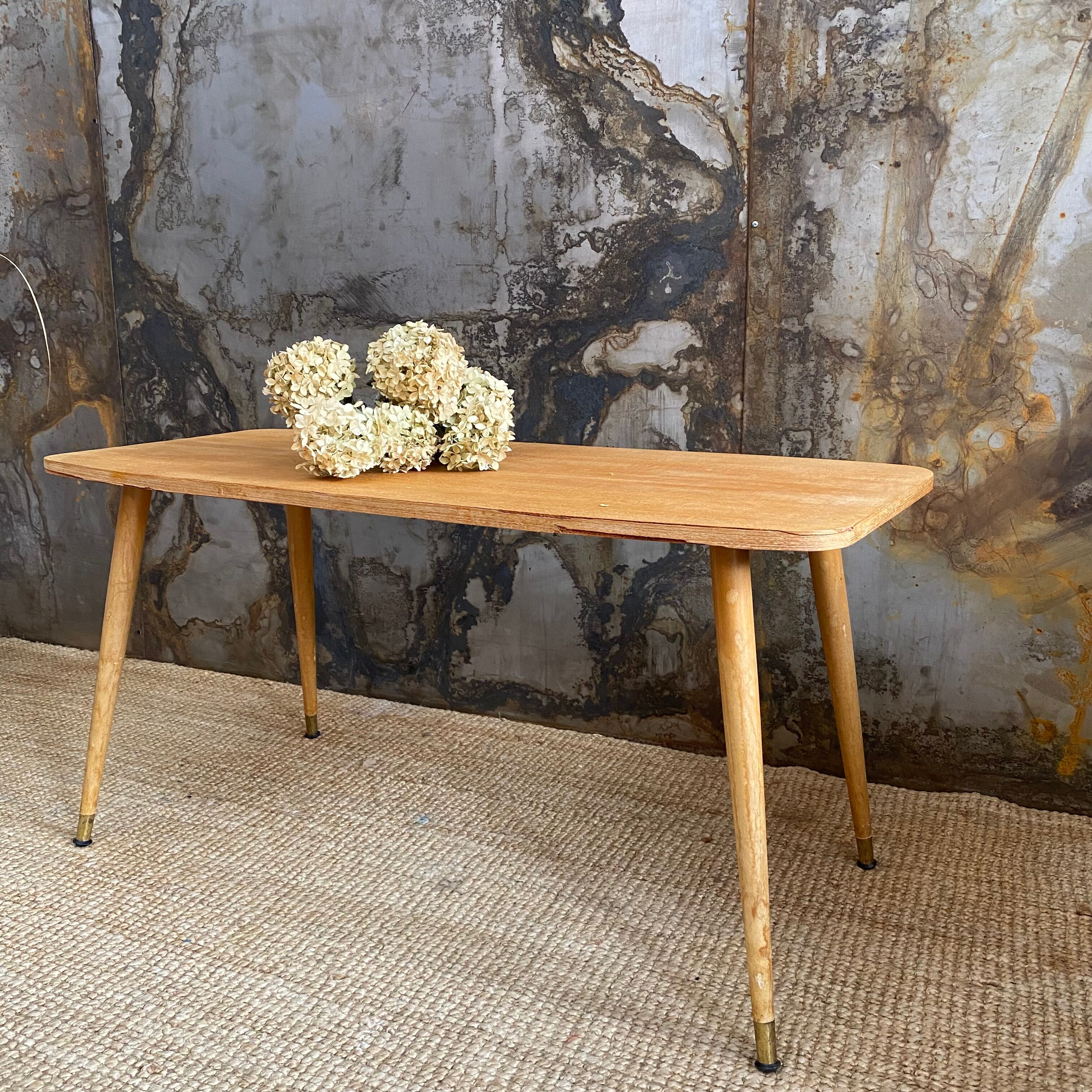 Raw wood coffee table & compass legs