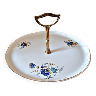 Moulin des Loups cheese platter earthenware blue flowers