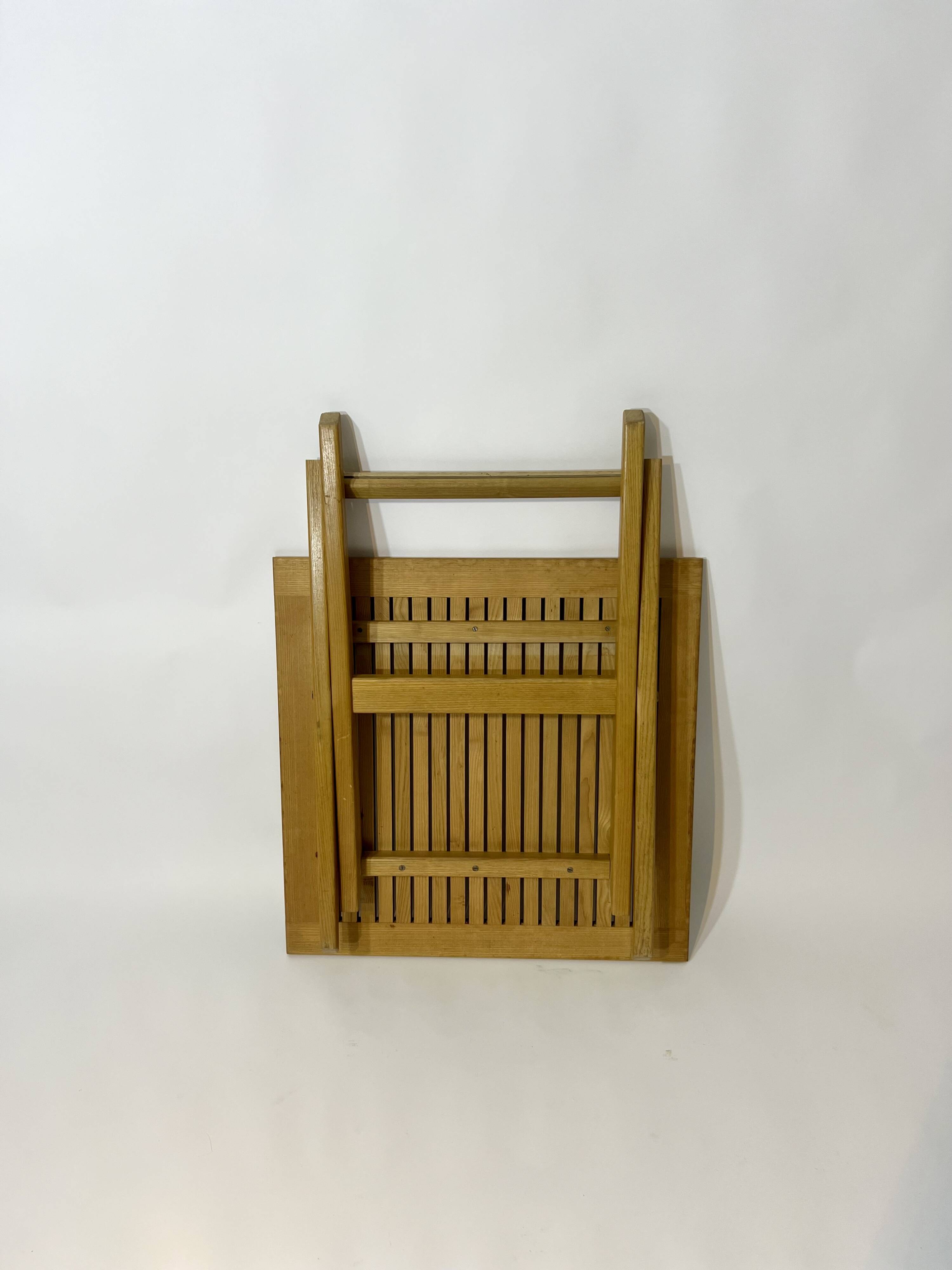 Vintage design solid wood folding scissor table from the 1970s