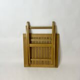 Vintage design solid wood folding scissor table from the 1970s