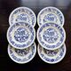 6 vintage white porcelain dinner plates with a blue floral pattern
