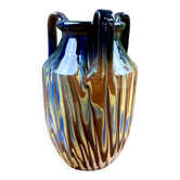 Ceramic vase with handles, flamed decoration – in the style of Capron