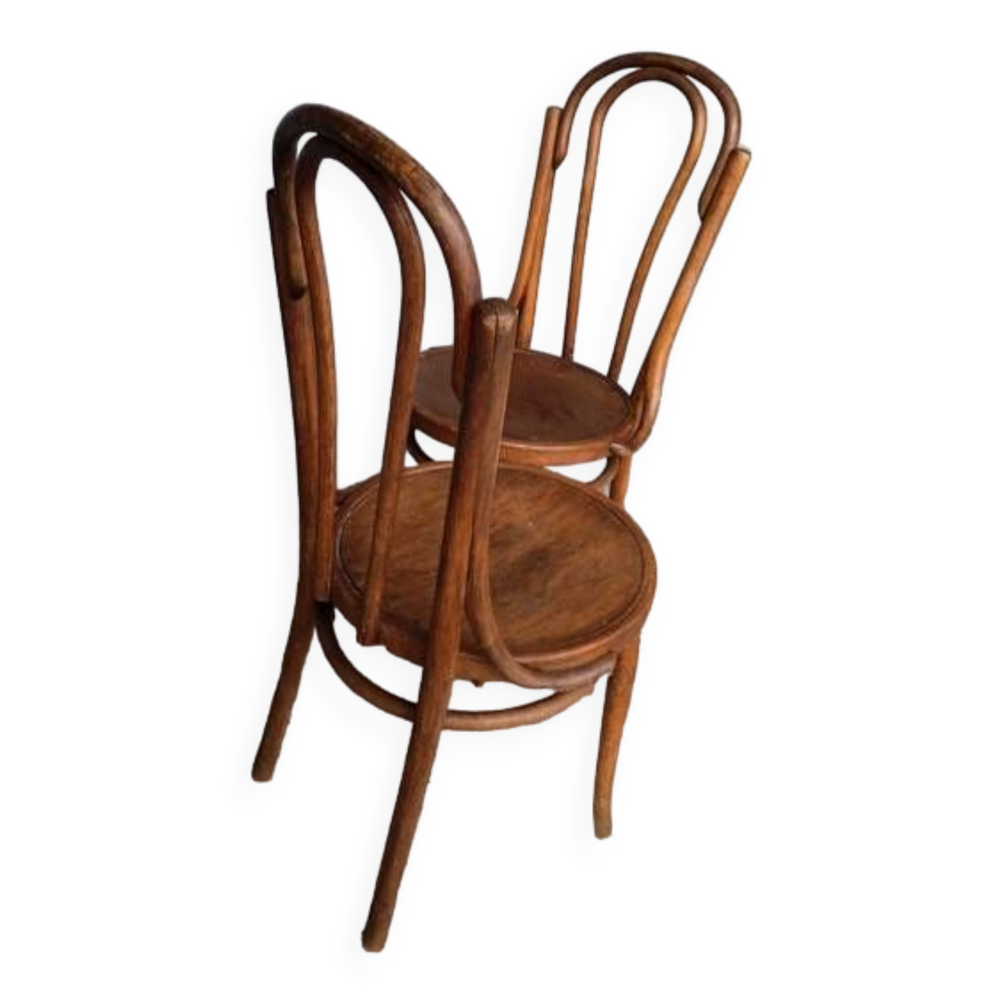 Paire 2 chaises bistrot bois courbé vintage