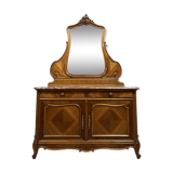 Superb Louis XV style chest of drawers with psyche doors in walnut marquetry circa 1880