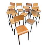 Lot de 10 chaises industrielles école dépareillées vintage mullca tube & bois french school chairs 6