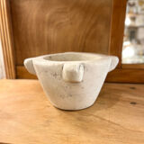 Old white grey marble mortar