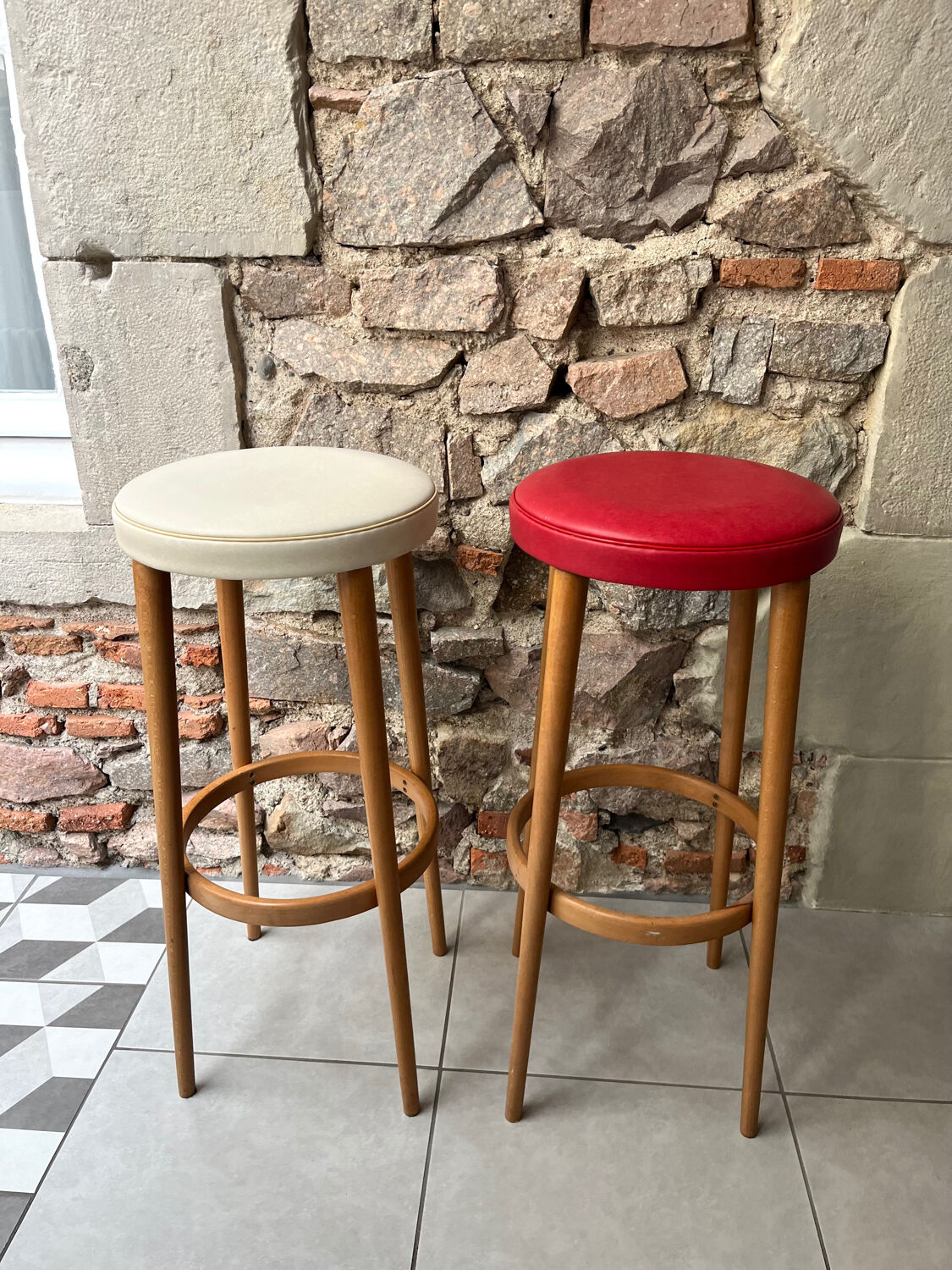 Pair of tapered leg bar stools
