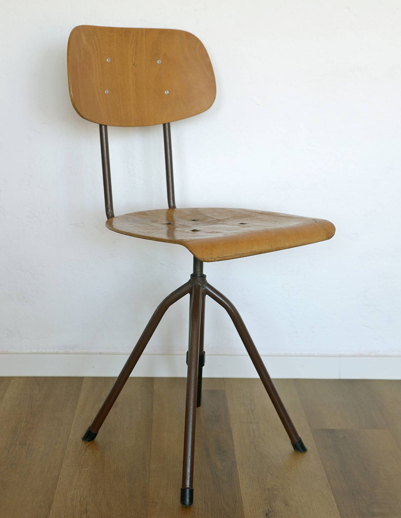 Vintage Office Chair Mid Century Desk Adjustable Swivel Wooden Chair