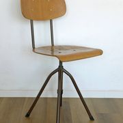 Vintage Office Chair Mid Century Desk Adjustable Swivel Wooden Chair