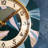 Vintage clock silent rectangular wall clock "Blue Green Pink"