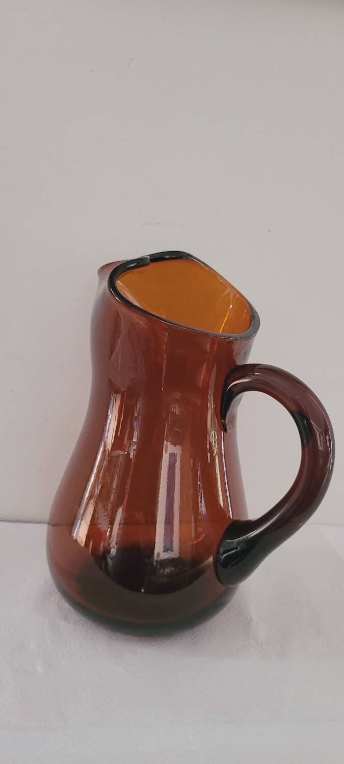 60's amber glass pitcher