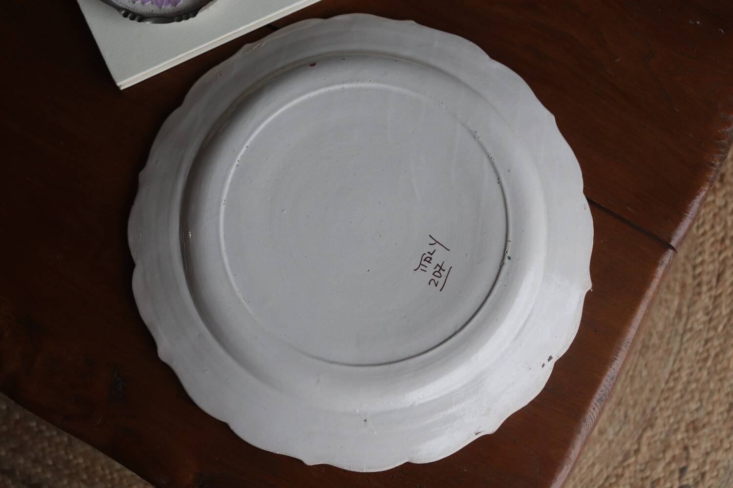 Large painted ceramic flowered dish Italy