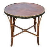 Table ronde en bois et rotin