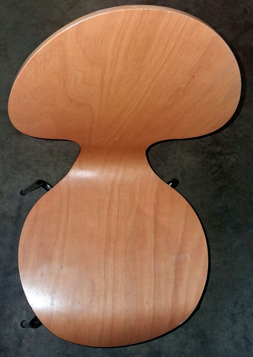 Ant chair design ETNE, wood and chrome metal