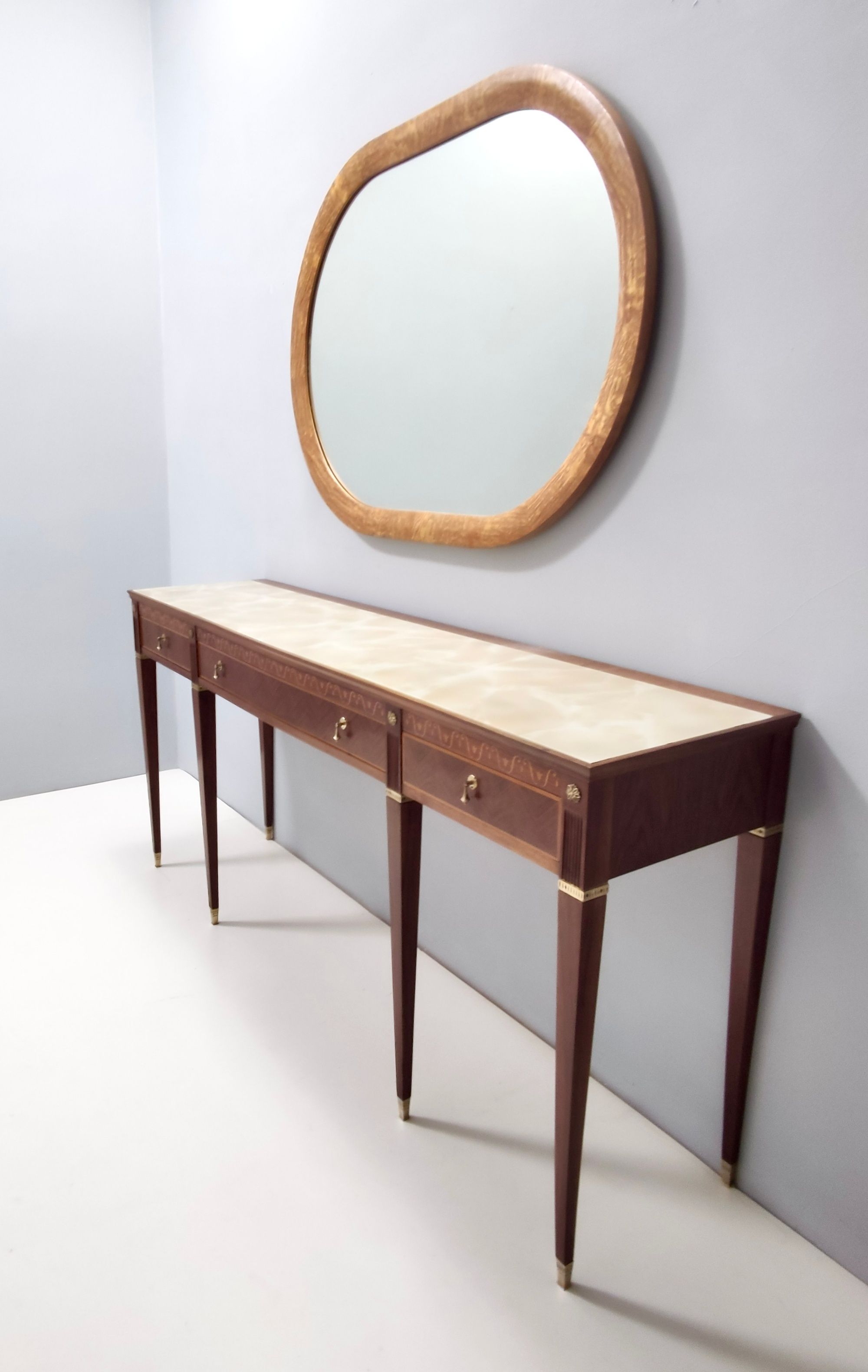 Oval Vintage Wall Mirror with Ash Root Frame, Italy