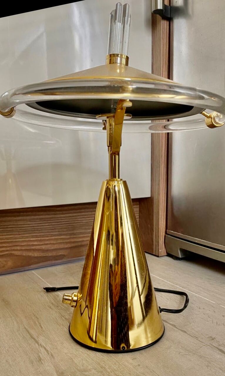 Paire de lampes verre et laiton