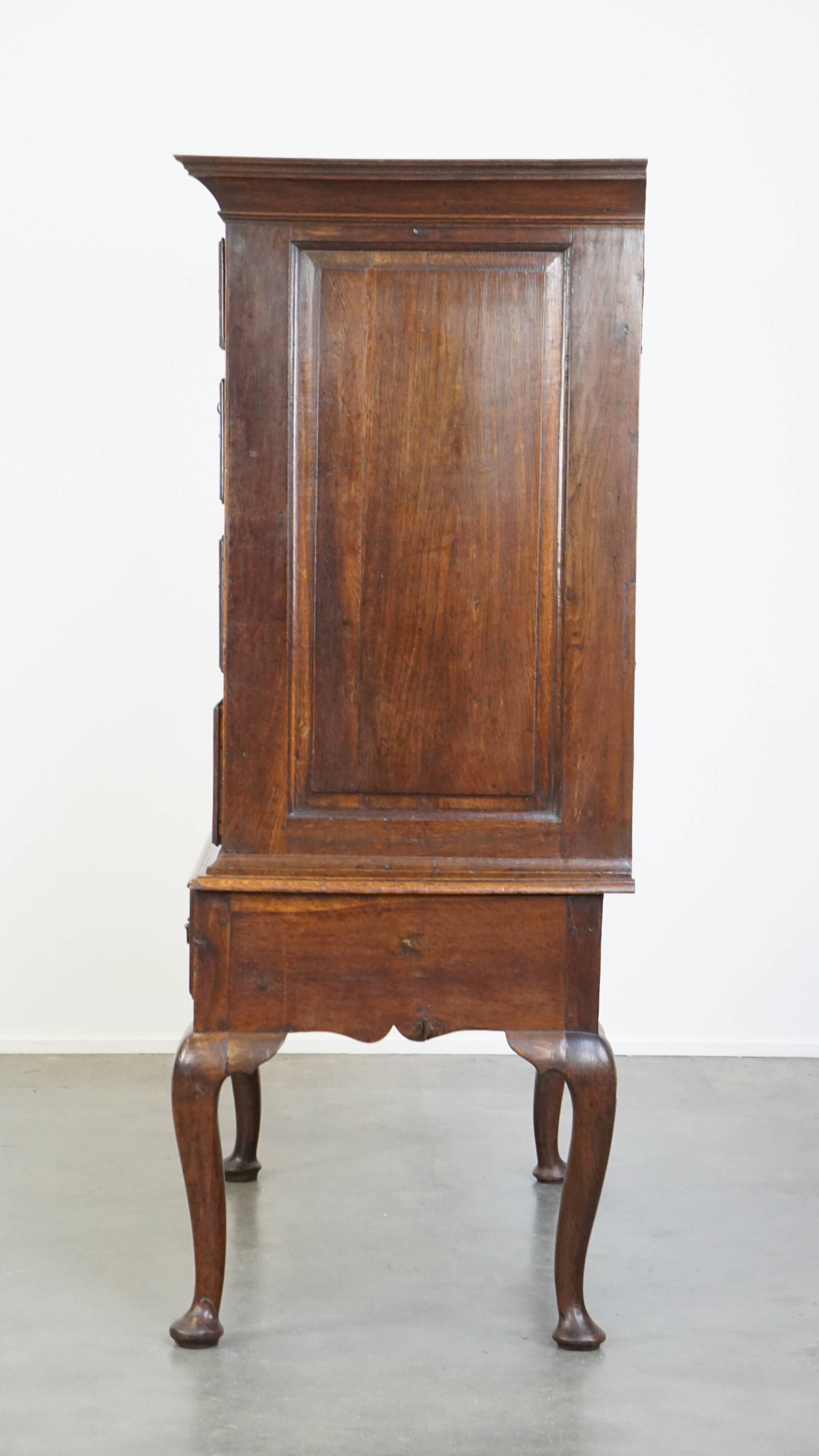 Early 18th century English oak chest on stand/ highboy
