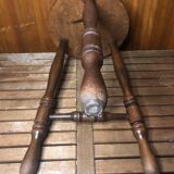 Charles dudouyt style tripod milking stool vintage wood #a582