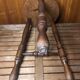 Tabouret de traite tripode style charles dudouyt bois vintage #a582