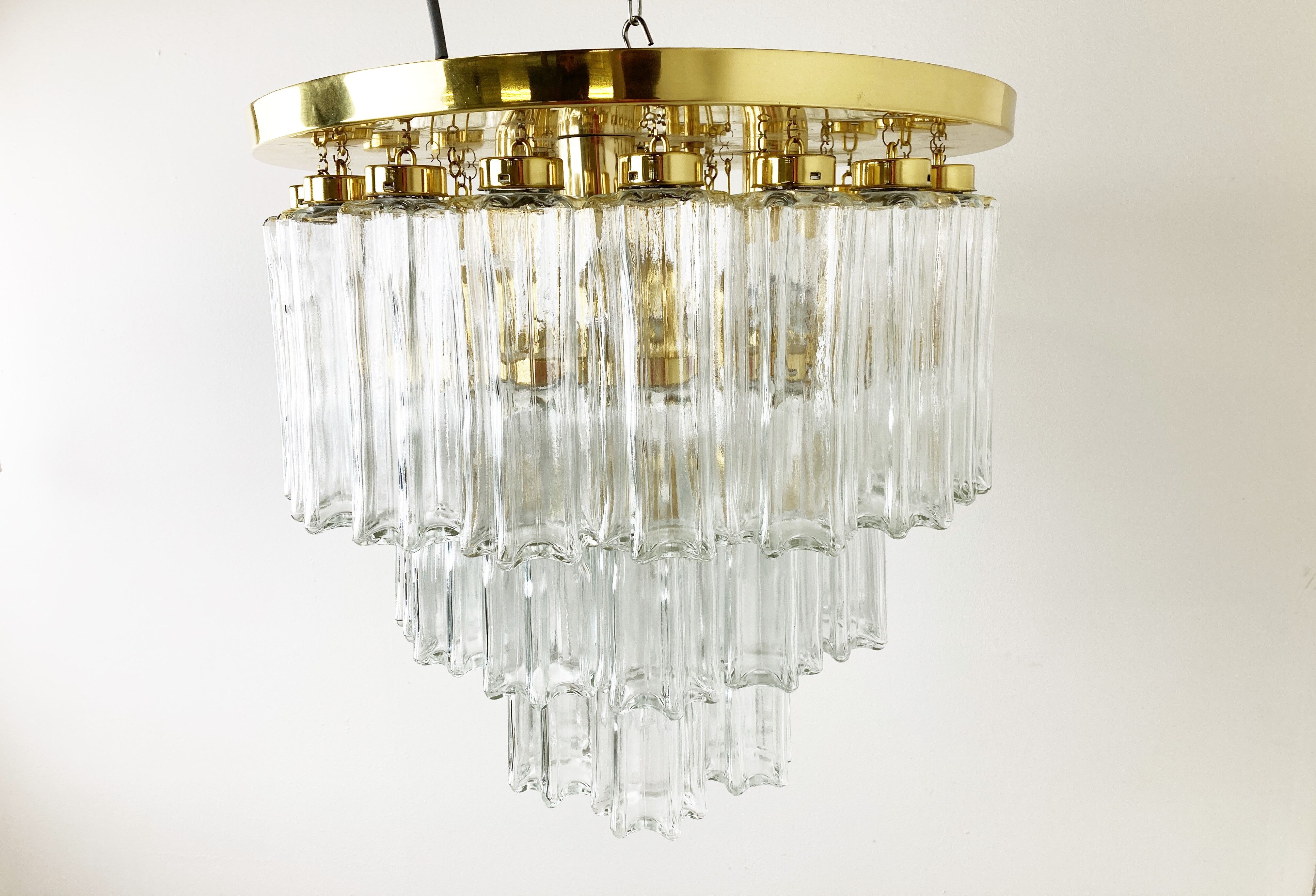 Flush mount chandelier by Glashutte Limburg, 1970s