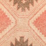 3x11 Faded Pink & Brown Vintage Ruuner, Turkish Wool Runner Rug, 91x328Cm