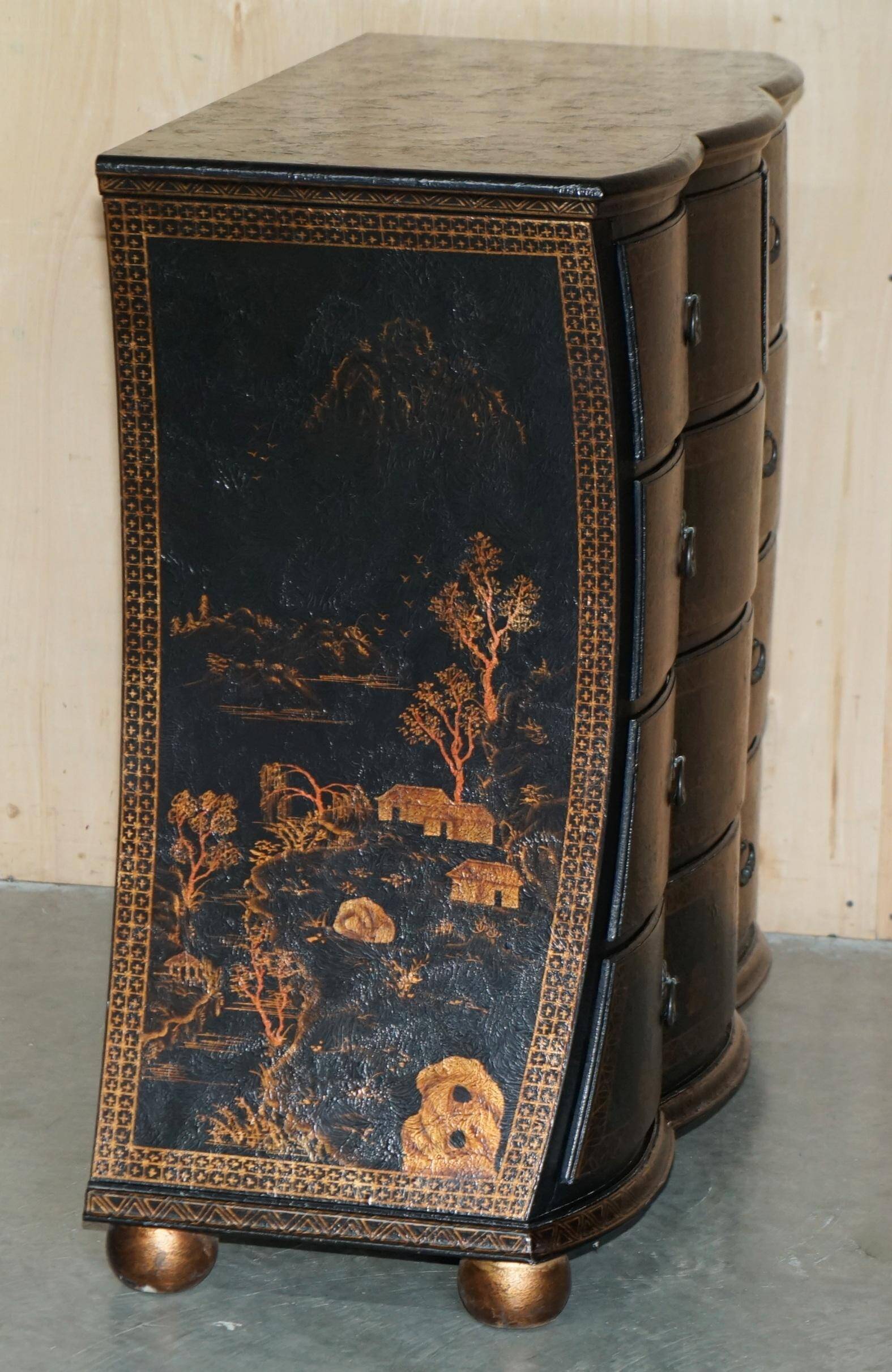 Commode Chinoiserie Antique Peinte à la Main