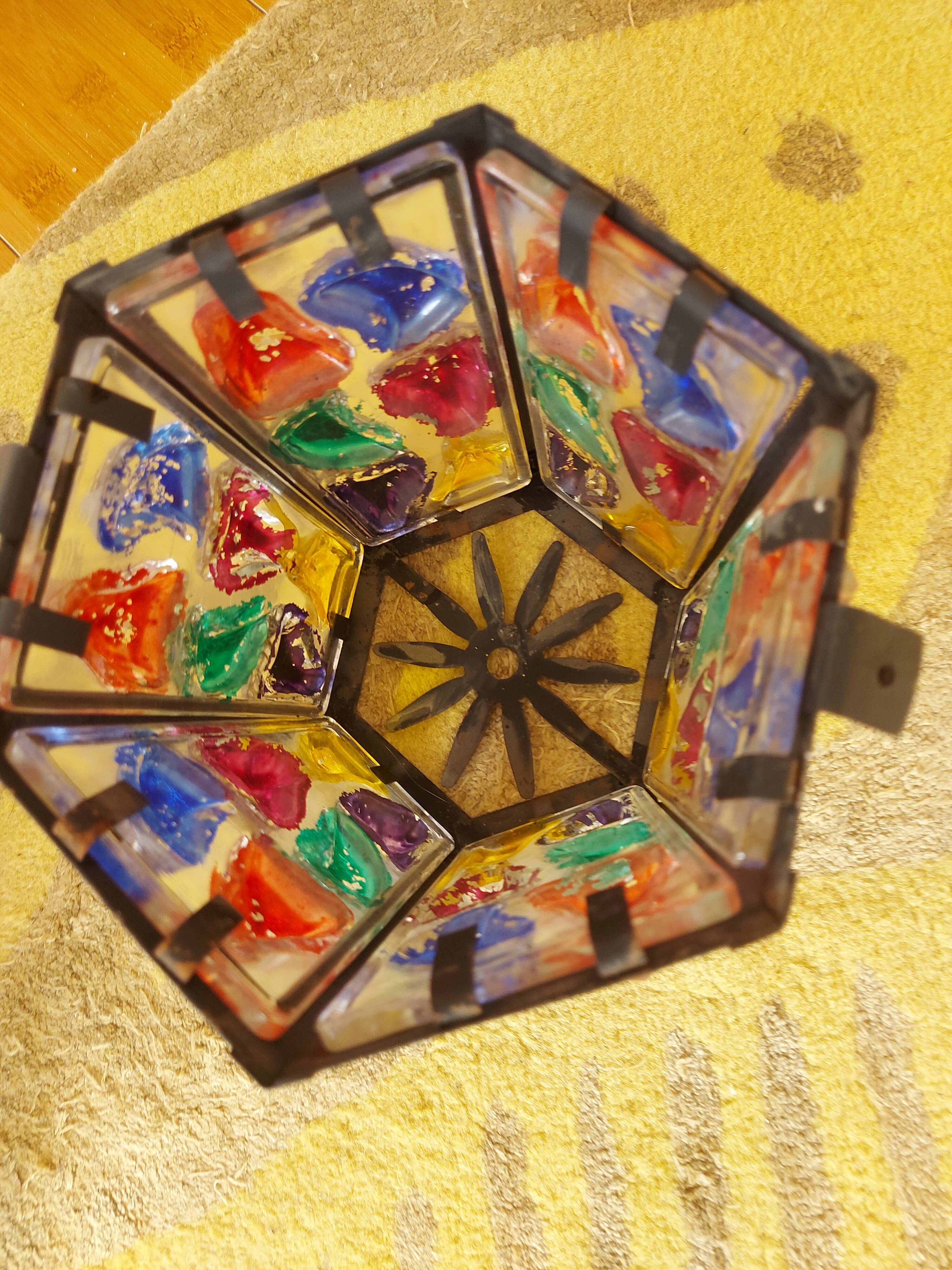 Pendant light, stained glass vestibule lantern