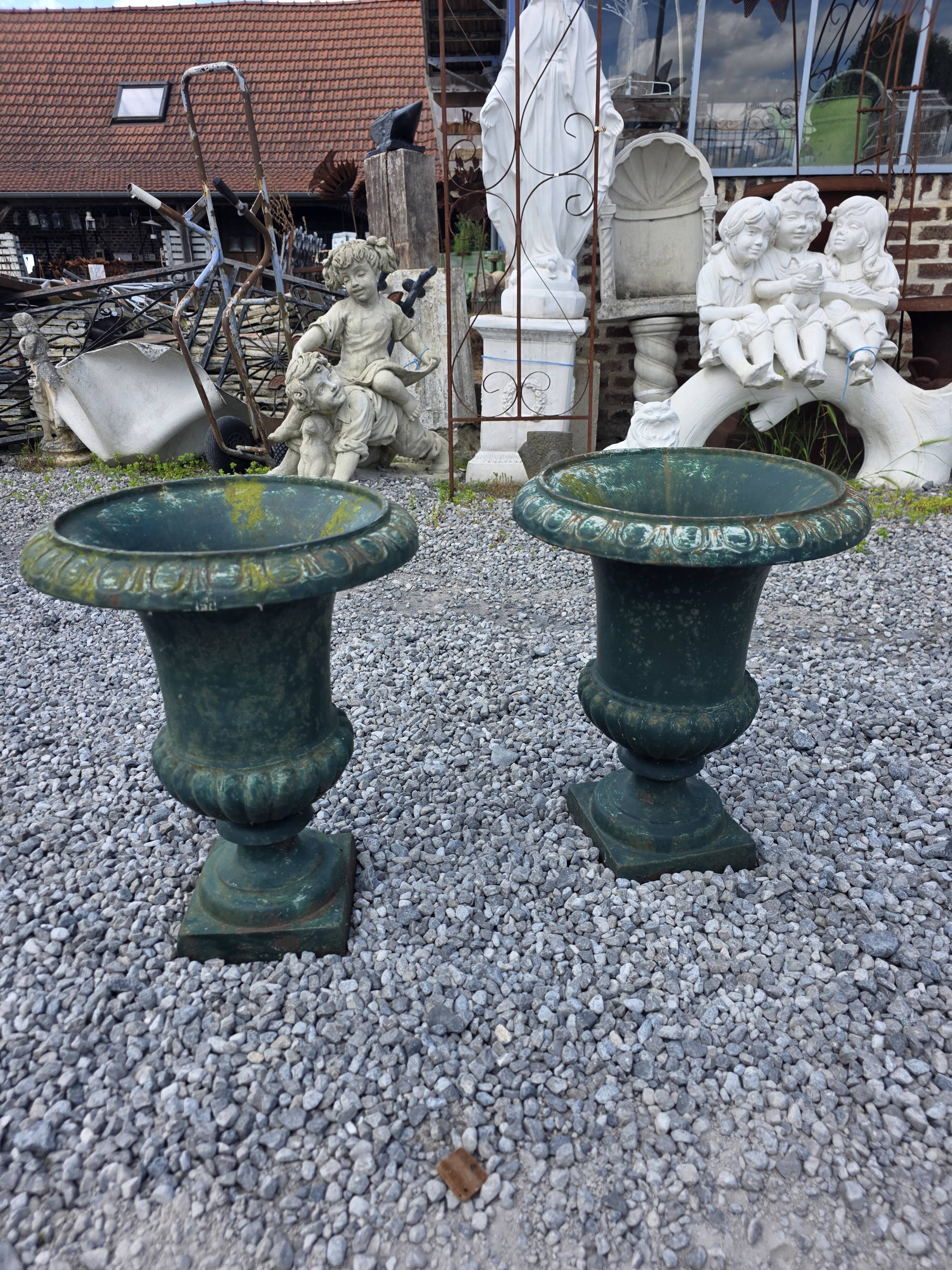 Pair of antique Medici vases in cast iron
