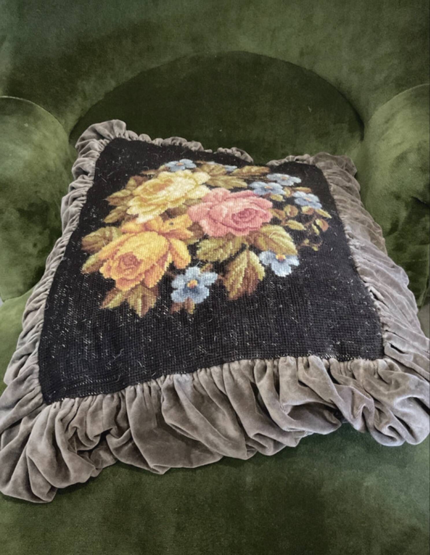 Vintage velvet cushion