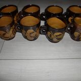Set of 8 large enameled terracotta cups