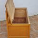 Banc coffre vintage en bois et cannage et rotin tressé, années 60-70