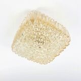 Mid Century Amber Glass Ceiling Light By Helena Tynell For Limburg, Germany, 1970s