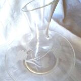 Mouth-blown glass decanter with grape and vine motif