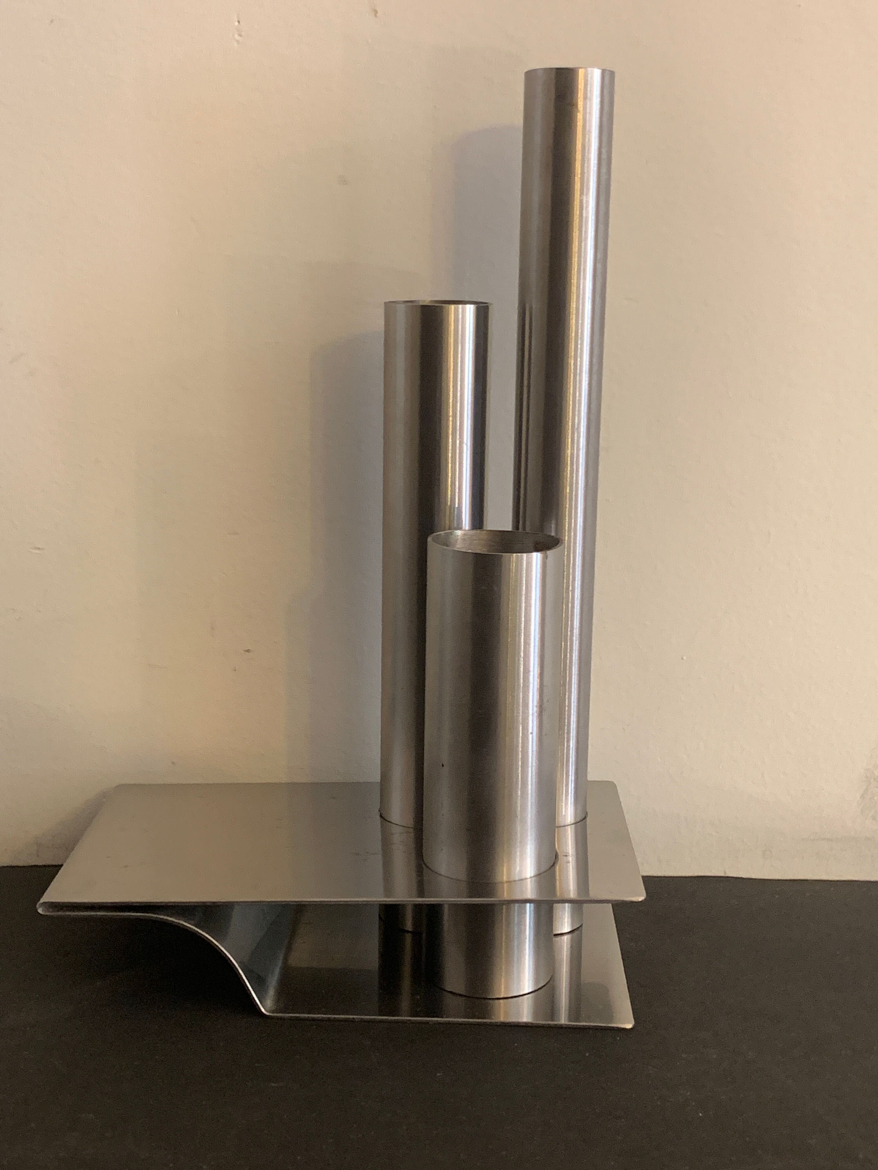 Soliflore vase en inox Létang Rémy, 1970