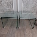 Pair of glass bedside tables or sofa tips