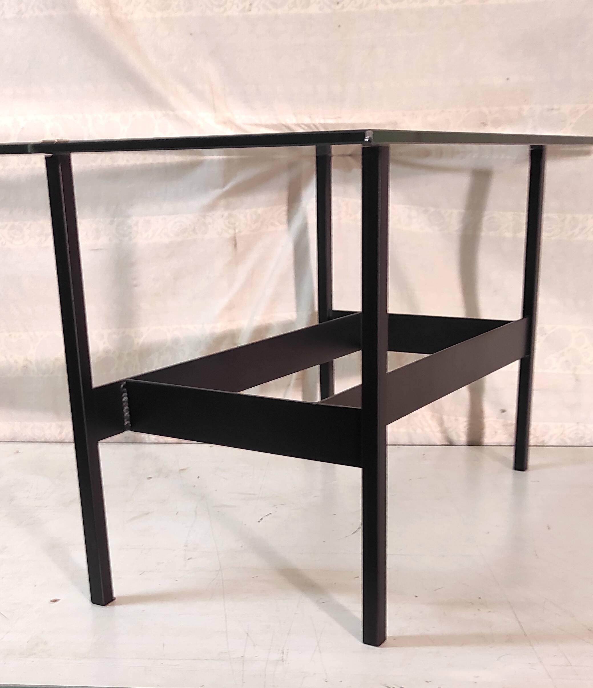 Modernist coffee table in metal, glass and brass - 1950s