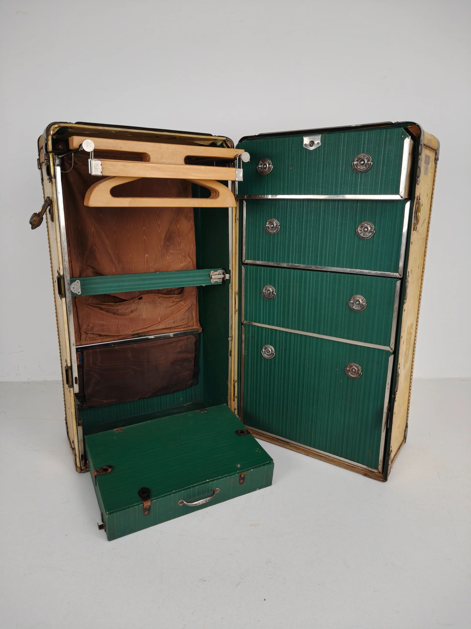 1930s wardrobe steamer trunk by Hartmann – goat skin chest